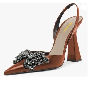 Milooey Sienna Pointed Toe Slip On Sandal Rhinestone Butterfly Slingbacks Shoes